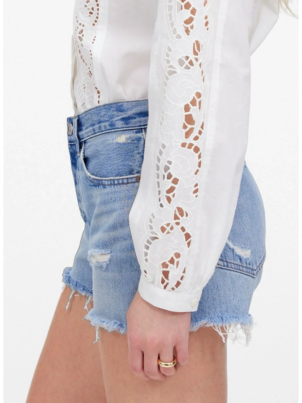 Madewell Light Blue High-Rise Brynn Long Denim Cutoff Shorts
